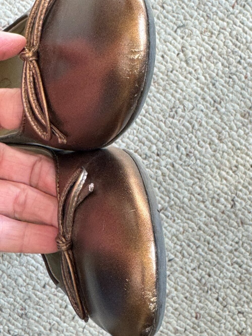 Talbots Leather Flats Copper with bowtie toe Sz 9.5 AA - Picture 5 of 6